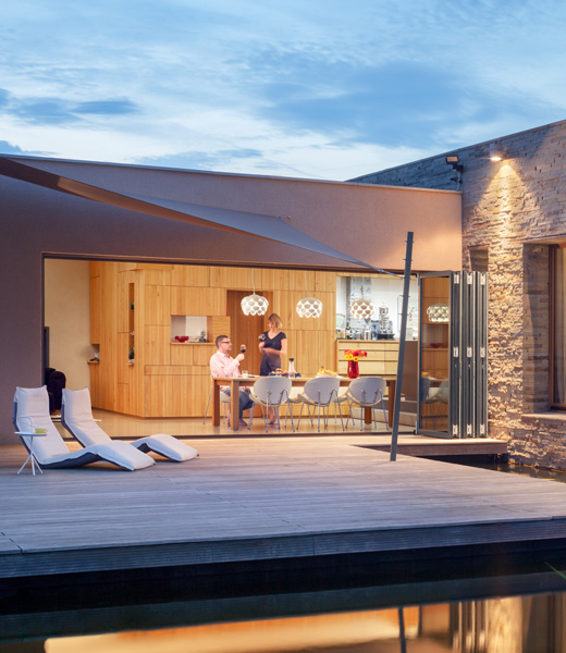 Uitzicht op glazen vouwwand