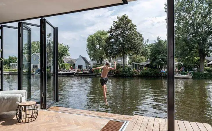 Glas-Faltwand Hausboot