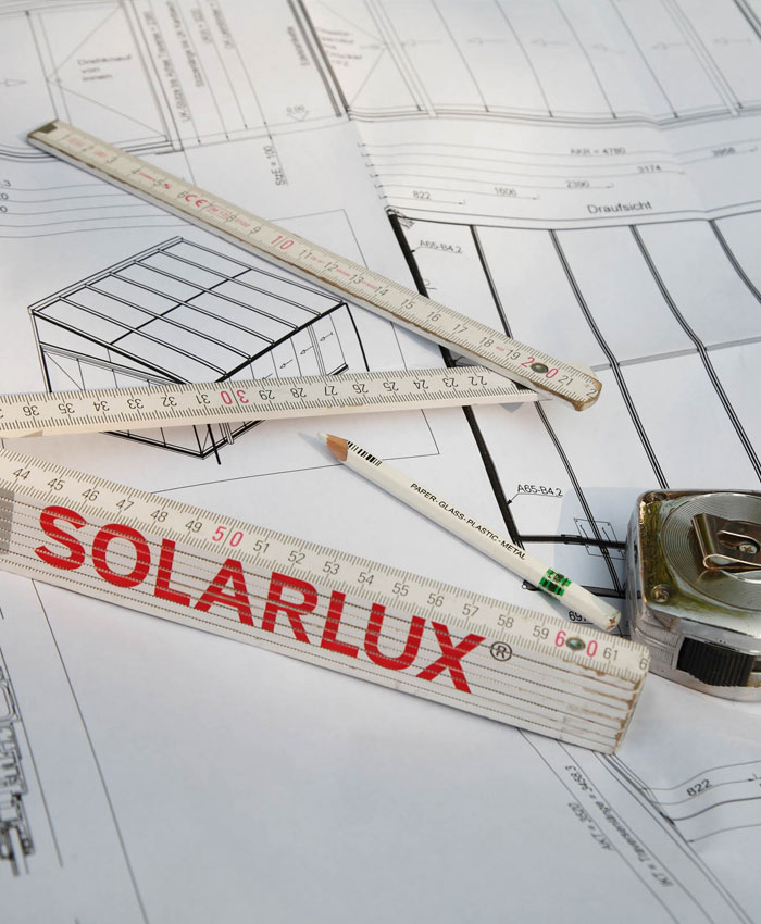 Solarlux duimstok op plattegrondschets
