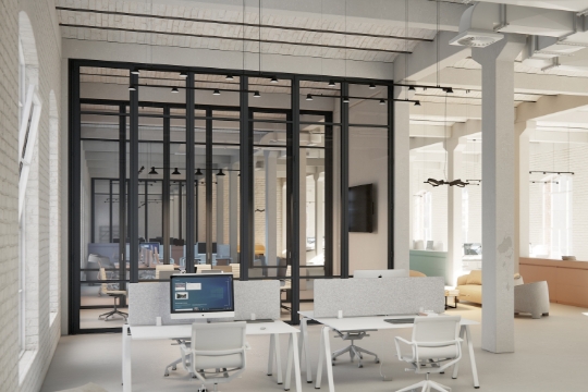 Flexa Trennwandsystem verbaut in einem Büro