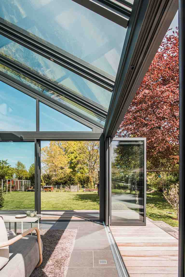 Ecoline bifold doors on wintergarden