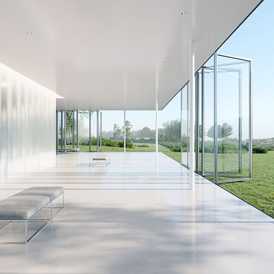 modernes Glashaus Projekt mit Solarlux Glaswänden