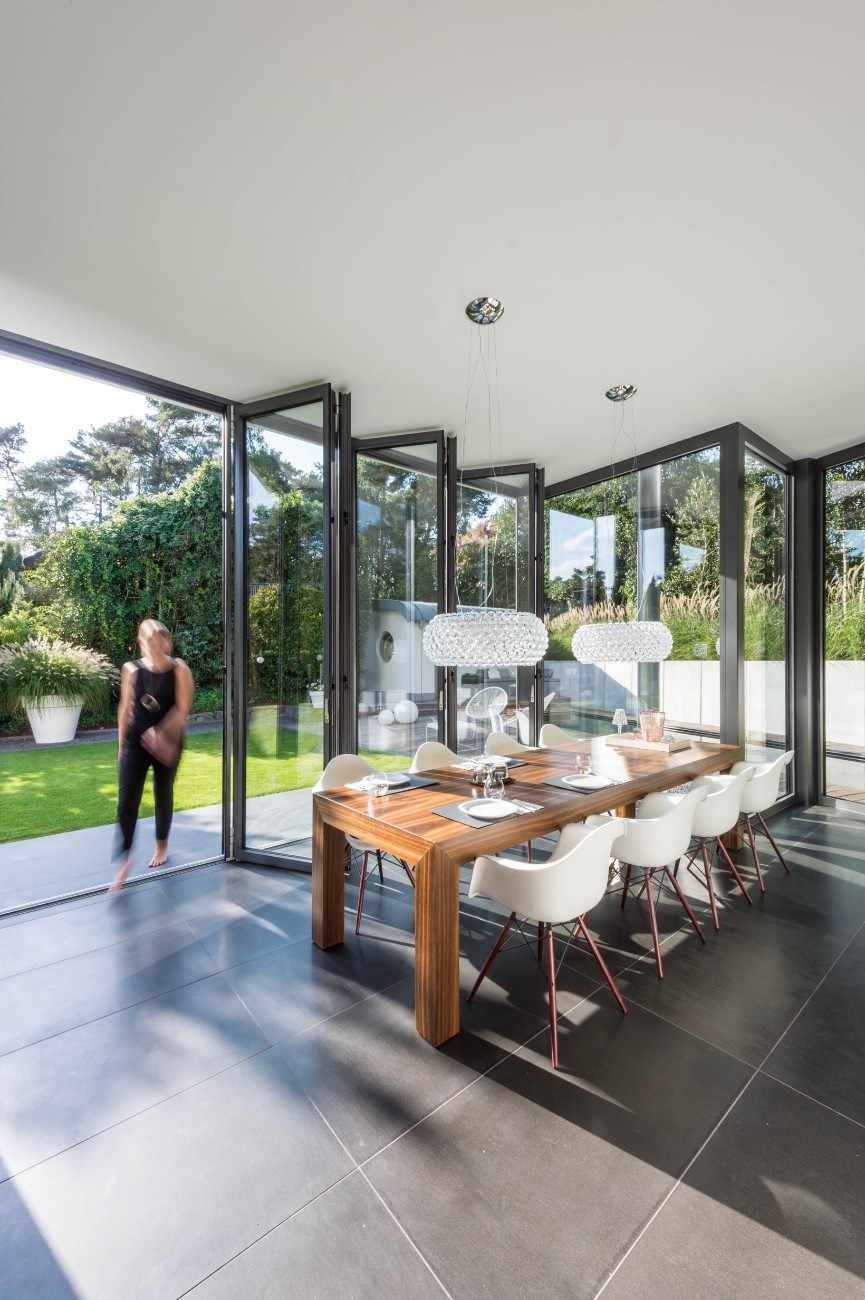 Open bifold doors dining area