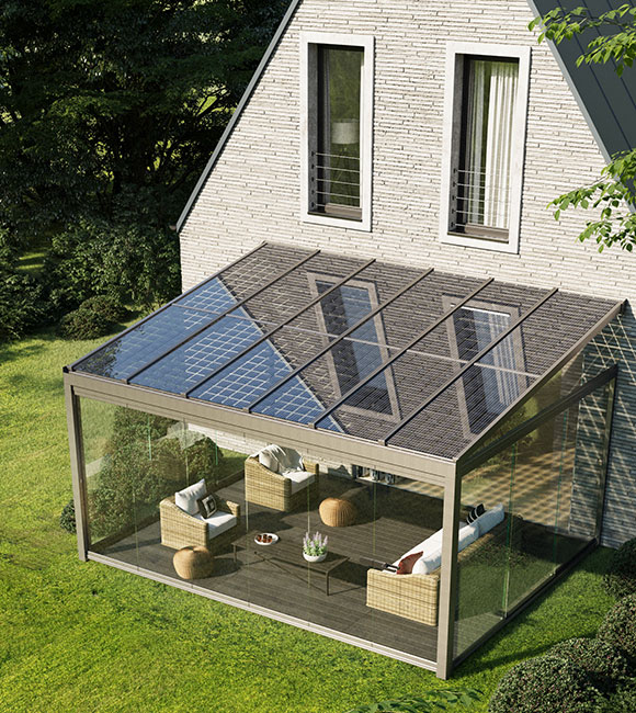 Terrassendach mit Photovoltaik