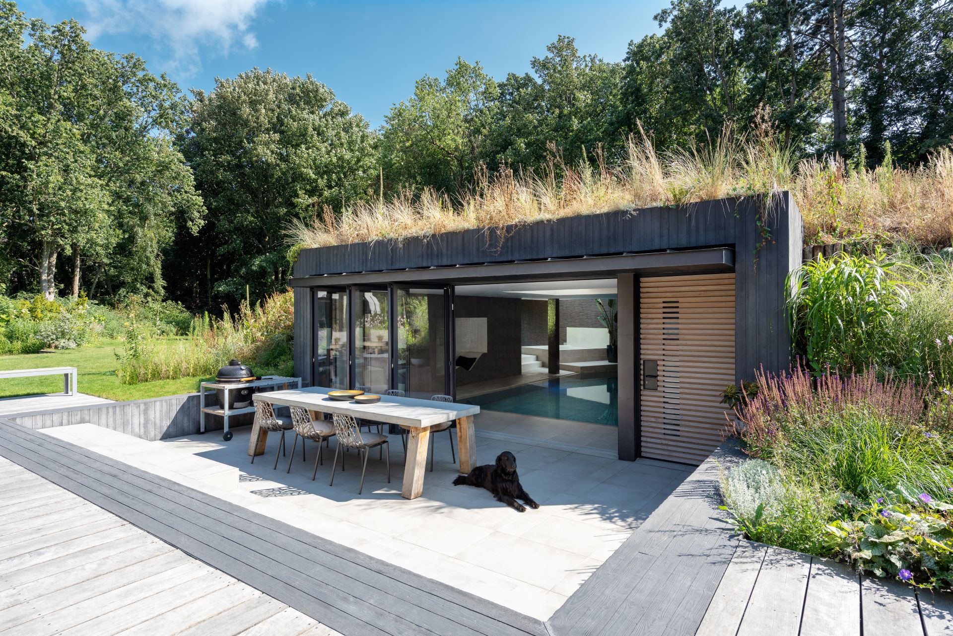 Solarlux glazen vouwwanden bij een zwembad, welness om de ruimte royaal te openen