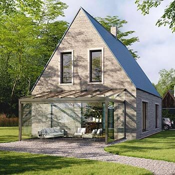 Terrassenüberdachung SDL Alerio mit Blick in den Garten 