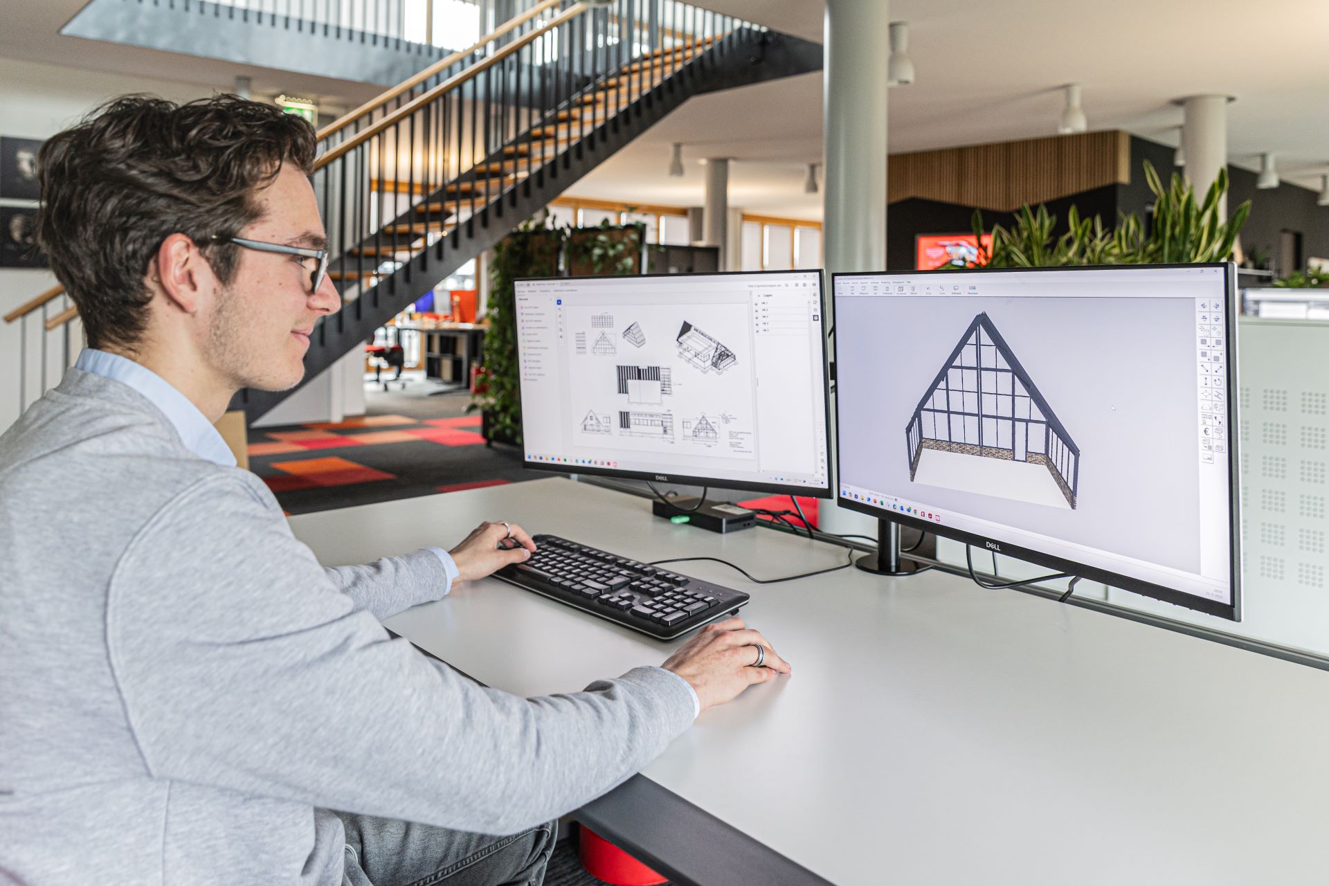 Solarlux werkvoorbereider tekent een serre in Autocad