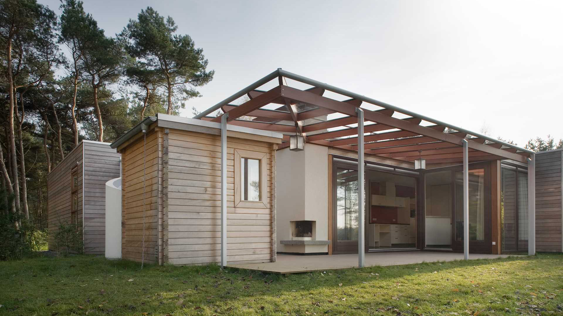 Terrassendach aus Holz als Anbau