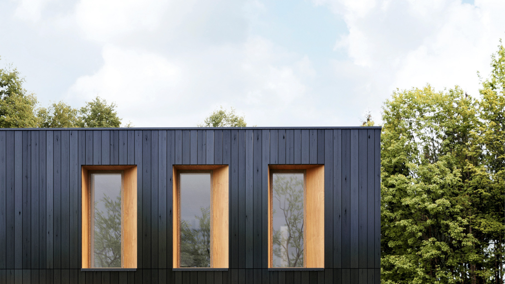 Fenêtre en bois Solarlux sur une maison moderne