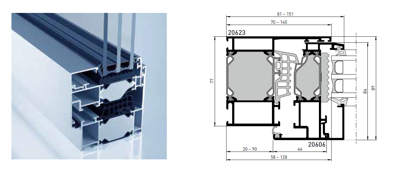 Profilansicht des Integralfensters von heroal