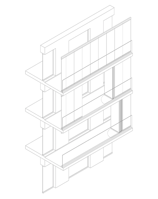 Croquis d'un vitrage de balcon Solarlux