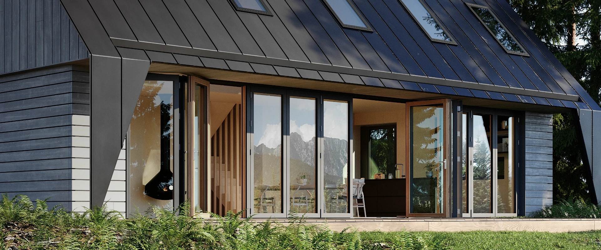 View of an open bi-folding door in the kitchen