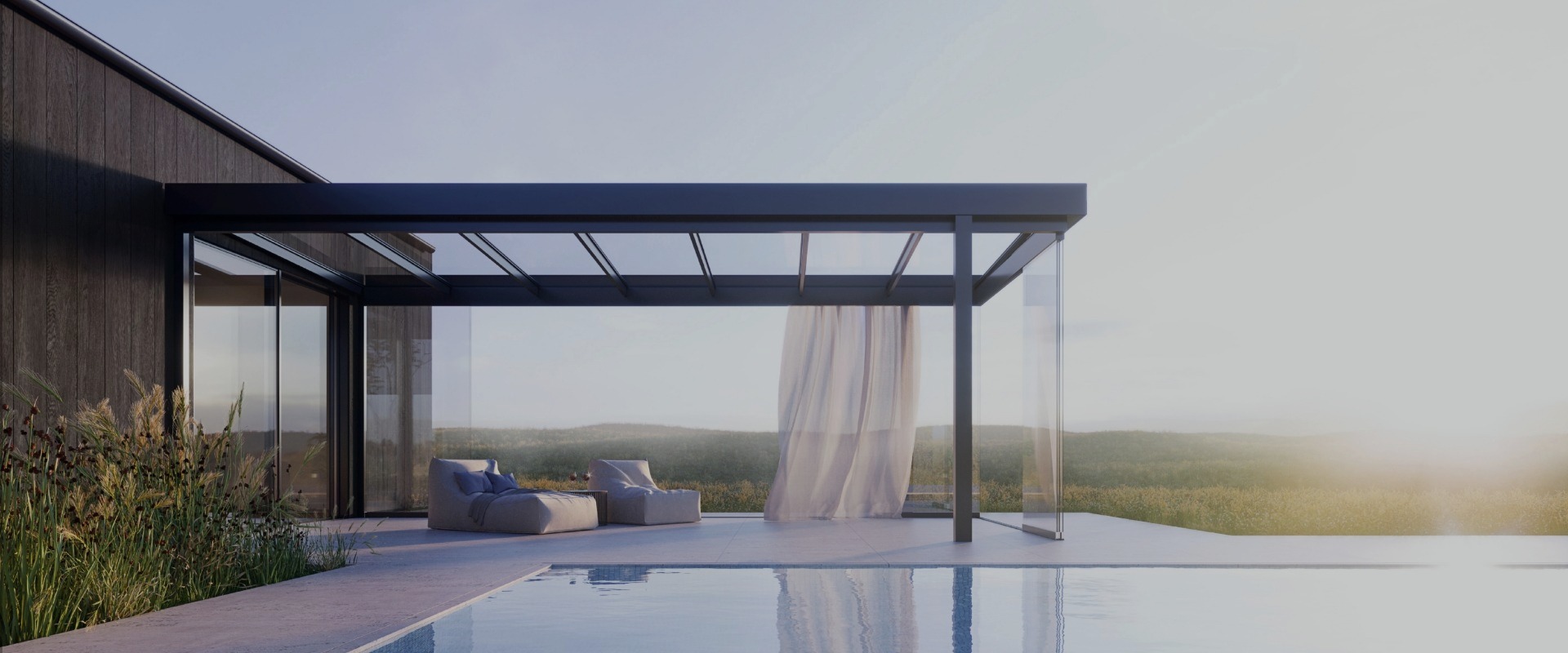 Terrassenüberdachung Alu mit Blick in die Natur 