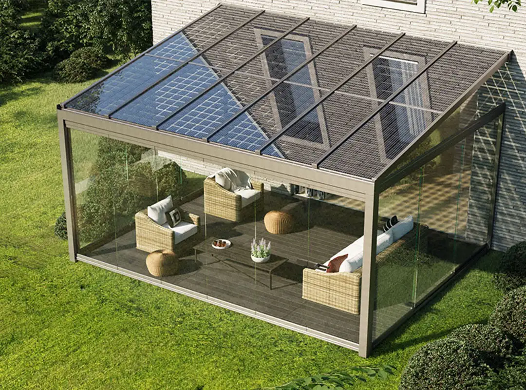 Modernes Solarterrassendach von Solarlux als Hausanbau