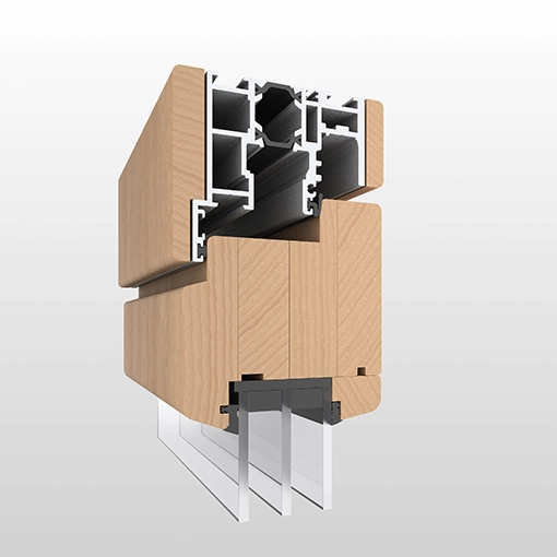 Baie accordéon en bois Woodline coupe de profil
