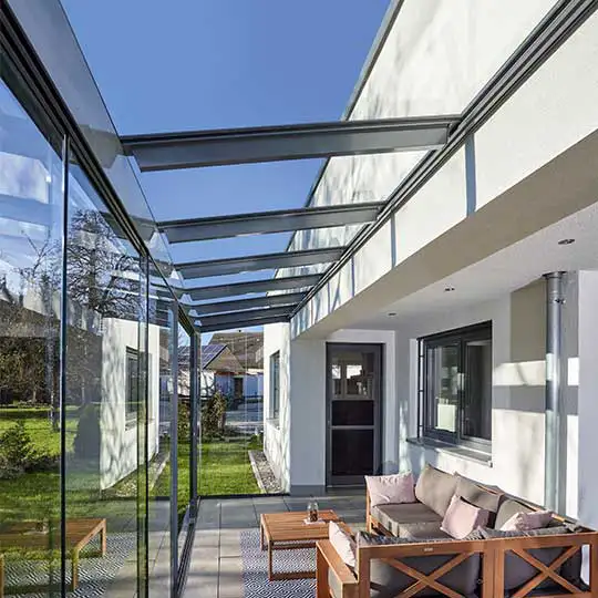 Terrassendach Erweiterung zum Glashaus