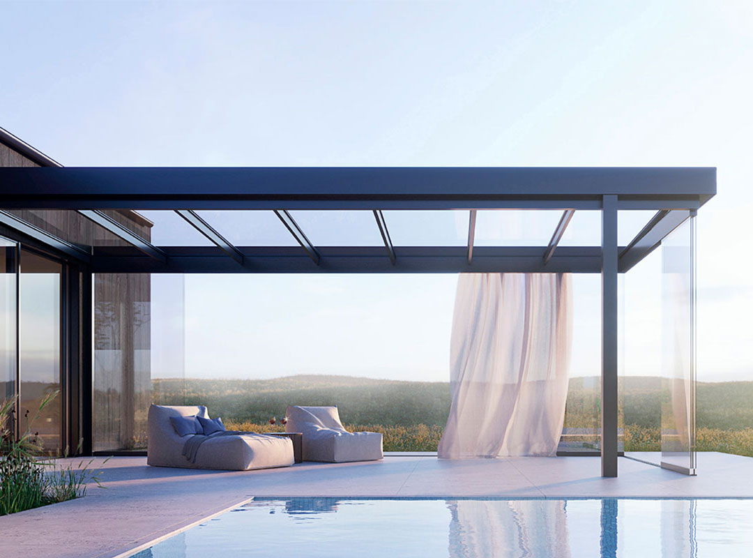 Terrassenüberdachung Alu mit Blick in die Natur 